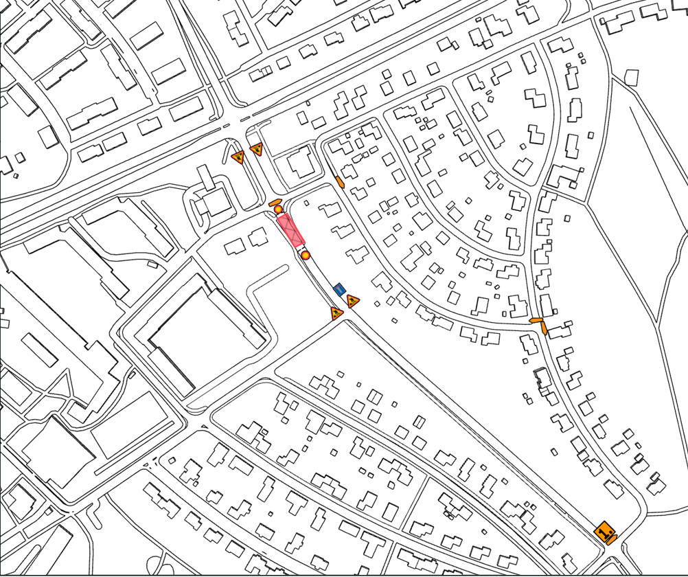 Trafikpåverkan under byggtiden, följ orange hänvisning.