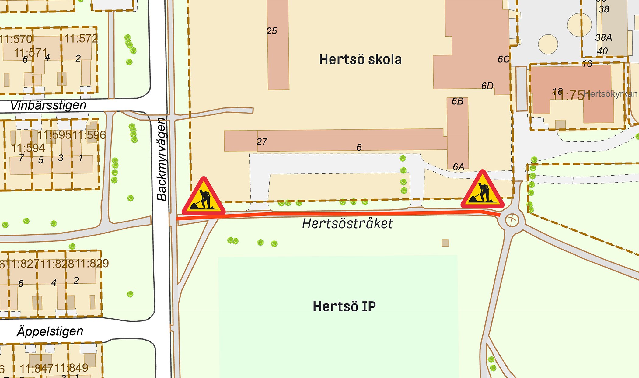 Här, längs den röda markeringen ska vi arbeta i år.